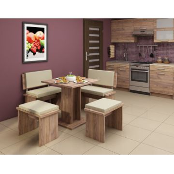 Bond (Set Mobilier Bucatarie Mic) Tk.Eco Beige/Cr.Tobaco&