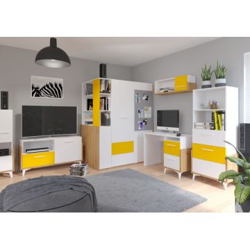 Hey Set 4 Oak Artisan/White/Yellow