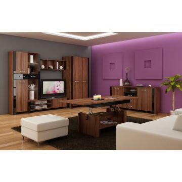 Hugo Set 2 (Mobila Sufragerie De Perete) Plum/Black High Gloss