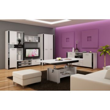 Hugo Set 2 (Mobila Sufragerie De Perete) White/Black High Gloss