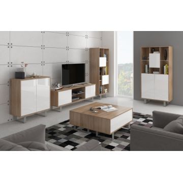 King (Set 3) Sonoma Bright/White High Gloss