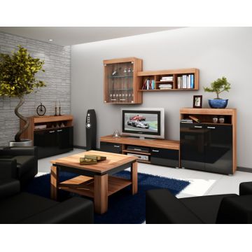 Max (Mobila Sufragerie De Perete) Plum/Black High Gloss