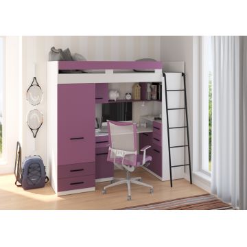 Pat fără saltea. Smyk Right-Sided White/Lavender/Purple