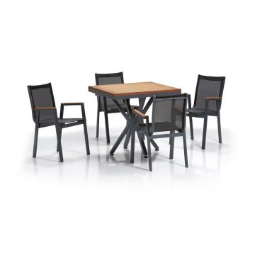 Set de dining pentru grădină negru din aluminiu pentru 4 persoane Samara – Floriane Garden