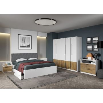 Set dormitor complet Alb cu Flagstaff Oak - Sidney - C37