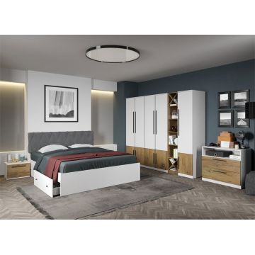Set dormitor complet Alb cu Flagstaff Oak - Sidney - C39
