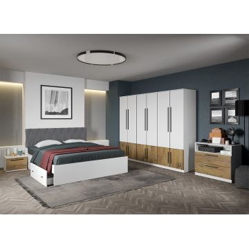Set dormitor complet Alb cu Flagstaff Oak - Sidney - C53