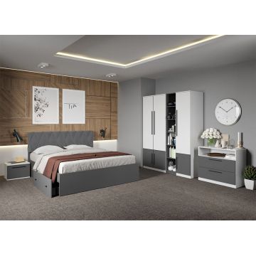 Set dormitor complet Alb cu Gri - Sidney - C03