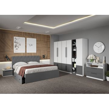 Set dormitor complet Alb cu Gri - Sidney - C35