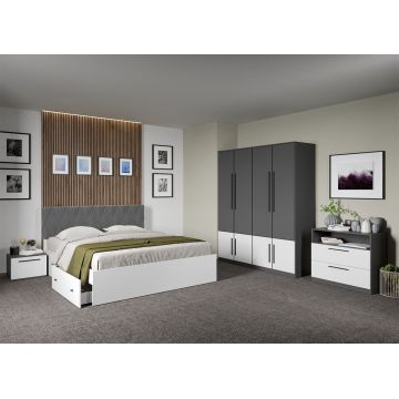 Set dormitor complet Gri Antracit cu Alb - Sidney - C25