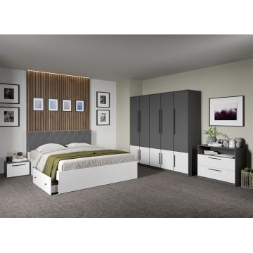 Set dormitor complet Gri Antracit cu Alb - Sidney - C41