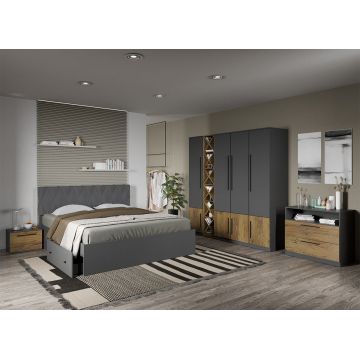 Set dormitor complet Gri cu Flagstaff Oak - Sidney - C31