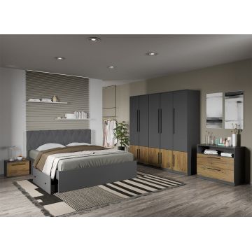 Set dormitor complet Gri cu Flagstaff Oak - Sidney - C45
