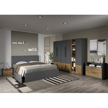 Set dormitor complet Gri cu Flagstaff Oak - Sidney - C47