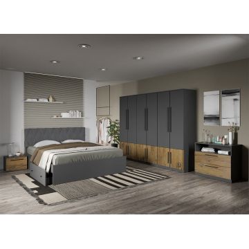 Set dormitor complet Gri cu Flagstaff Oak - Sidney - C61