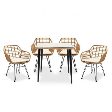 Set Masa si Scaune Gradina Naoki 5 Piese Negru - Natural