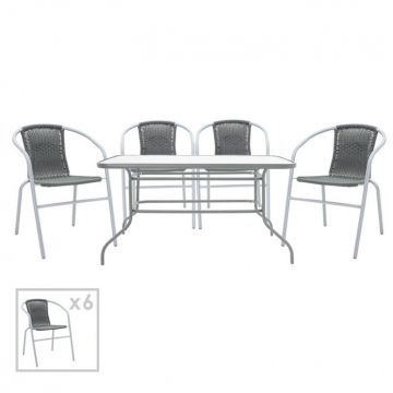 Set Masa si Scaune Gradina Valor-Obbi 7 Piese Gri
