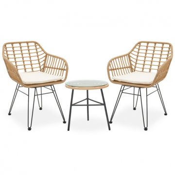 Set Masa si Scaune Lounge Gaus-Naoki 3 Piese Negru - Natural