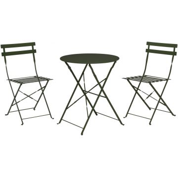 Set mobilier de gradina Bistro, 3 piese, metal, verde