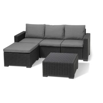 Set mobilier de grădină gri din ratan artificial pentru trei persoane California – Keter Set mobilier de grădină gri din ratan artificial pentru trei persoane California – Keter