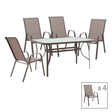 Set 5 buc masă și scaune de grădină Calan-Ensure Maro 120x70x70 cm Set 5 buc masă și scaune de grădină Calan-Ensure Maro 120x70x70 cm