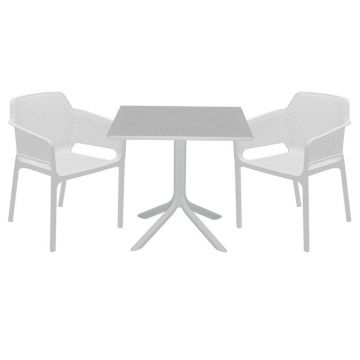 Set de gradina masa si scaune Groovy-Integral set 3 piese plastic alb 80x80x74.5cm