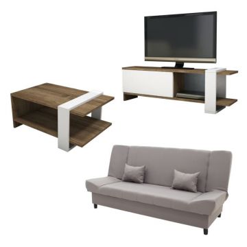 Set living Unique 1, 3 bucati Nuc - Bej