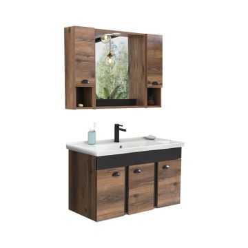 Set mobilier baie Basic  suspendat  3 piese  maro  100 cm