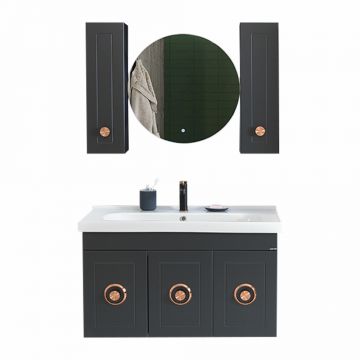 Set mobilier baie Dora  suspendat  3 piese  anthracite  100 cm