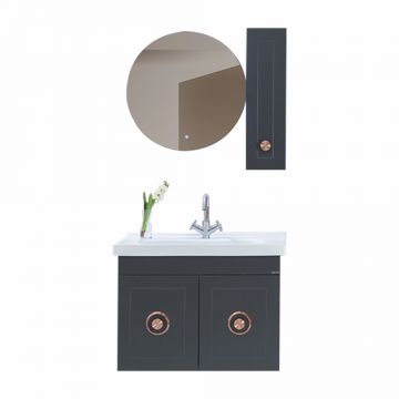 Set mobilier baie Dora  suspendat  3 piese  anthracite  80 cm