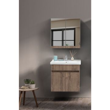 Set mobilier baie Mona  suspendat  3 piese  walnut  85 cm