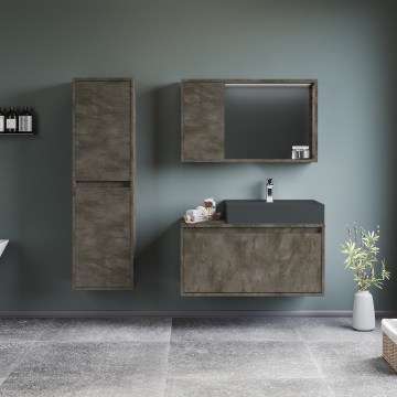 Set mobilier baie Orka Canada  suspendat  3 piese  anthracite  90 cm