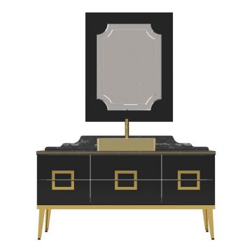 Set mobilier baie Pierre Cardin Mercury  3 piese  150 cm  negru-auriu