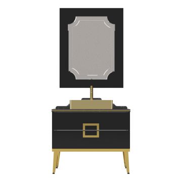 Set mobilier baie Pierre Cardin Mercury  3 piese  negru-auriu  90 cm