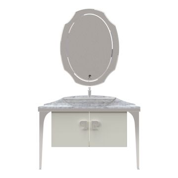 Set mobilier baie Pierre Cardin Venus  3 piese  alb-argintiu  120 cm