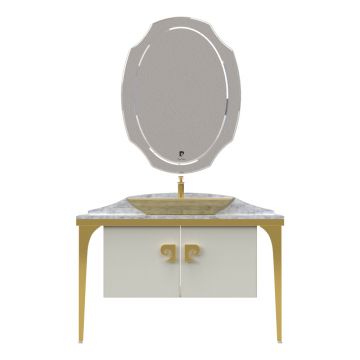 Set mobilier baie Pierre Cardin Venus  3 piese  alb-auriu  120 cm