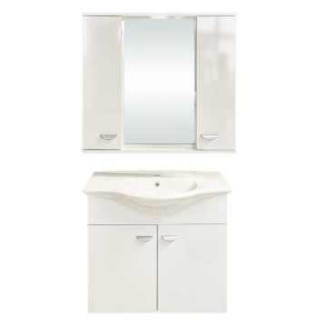 Set mobilier baie Ukra 80 cm 3 piese alb suspendat