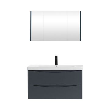 Set mobilier baie Zen  suspendat  3 piese  anthracite  100 cm