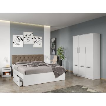Set mobila dormitor 4 piese Alb Levi C02