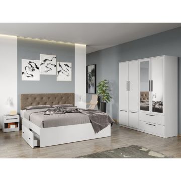 Set mobila dormitor 4 piese Alb Levi C08