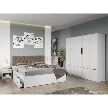 Set mobila dormitor 4 piese Alb Levi C10