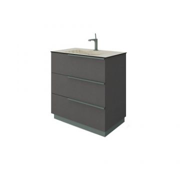 Set masca 3 Sertare si lavoar Savinidue Oikos HPL Rovere Ghiaccio 81 cm - Dimensiune 81cm