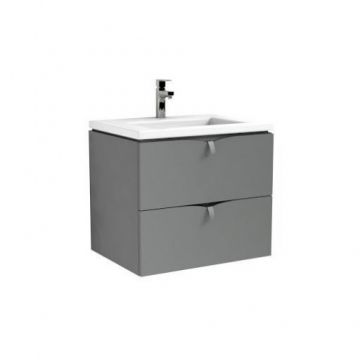Set mobilier suspendat Oristo Siena cu 2 sertare,gri mat si lavoar marmura Beryl 60 cm