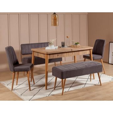 Set masă și scaune extensibile (5 bucăți) Vina 0701 - 4 -nAnthracite,nAtlantic Extendable Dining Table & Chairs Set  1, Stejar, 77x75x120 cm