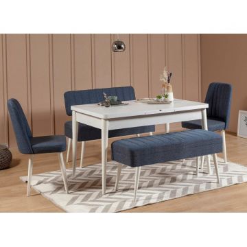 Set masă și scaune extensibile (5 bucăți) Vina 0701 - 4 -nAnthracite,nAtlantic Extendable Dining Table & Chairs Set  11, Alb, 77x75x120 cm