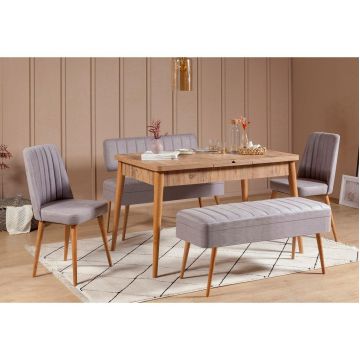 Set masă și scaune extensibile (5 bucăți) Vina 0701 - 4 -nAnthracite,nAtlantic Extendable Dining Table & Chairs Set  3, Stejar, 77x75x120 cm