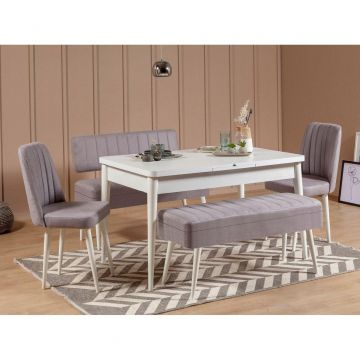 Set masă și scaune extensibile (5 bucăți) Vina 0701 - 4 -nAnthracite,nAtlantic Extendable Dining Table & Chairs Set  5, Alb, 77x75x120 cm