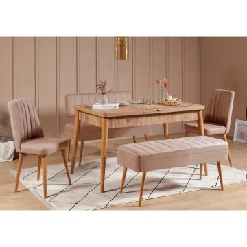 Set masă și scaune extensibile (5 bucăți) Vina 0701 - 4 -nAnthracite,nAtlantic Extendable Dining Table & Chairs Set  6, Stejar, 77x75x120 cm
