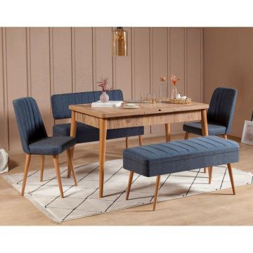 Set masă și scaune extensibile (5 bucăți) Vina 0701 - 4 -nAnthracite,nAtlantic Extendable Dining Table & Chairs Set  9, Stejar, 77x75x120 cm
