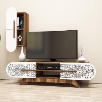 Ansamblu Comoda TV Defne - Walnut, Alb